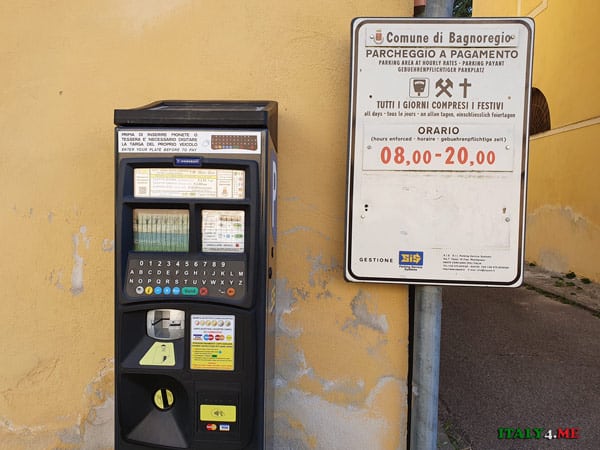Оплата парковки в Чивита ди Баньореджо